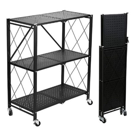 EKKIO Foldable Storage Shelf 3 Tier (Black)-Storage & Organisation-URDEALS