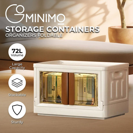 GOMINIMO 72L Foldable Storage Organizers (lvory+Brown)-Storage & Organisation-URDEALS