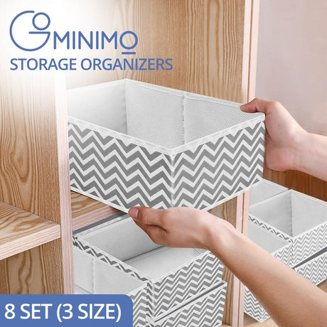GOMINIMO 8 Set Foldable Clothes Storage Organizers in 3-Size (Stripe) GO-COZ-102-JX-Storage & Organisation-URDEALS