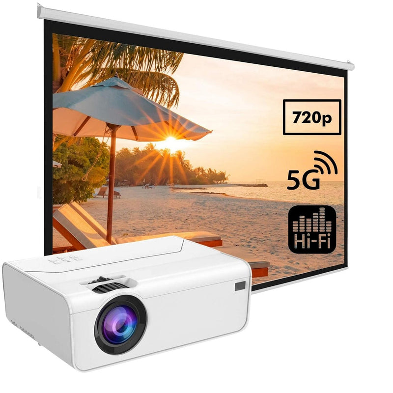 MIRAKLASS Wifi Video Projector 720P 110 Ansi Lumens, White-Projectors & Accessories-URDEALS