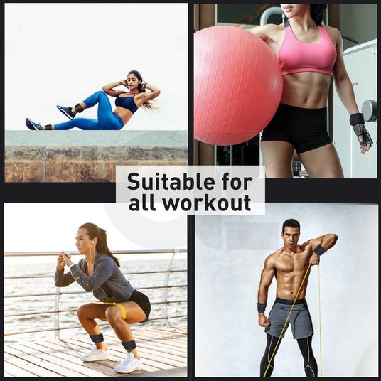 VERPEAK 0.5kg x 2 Adjustable Fabric Ankle Wrist Weights Training Fitness Equipment-Ankle Weight-URDEALS